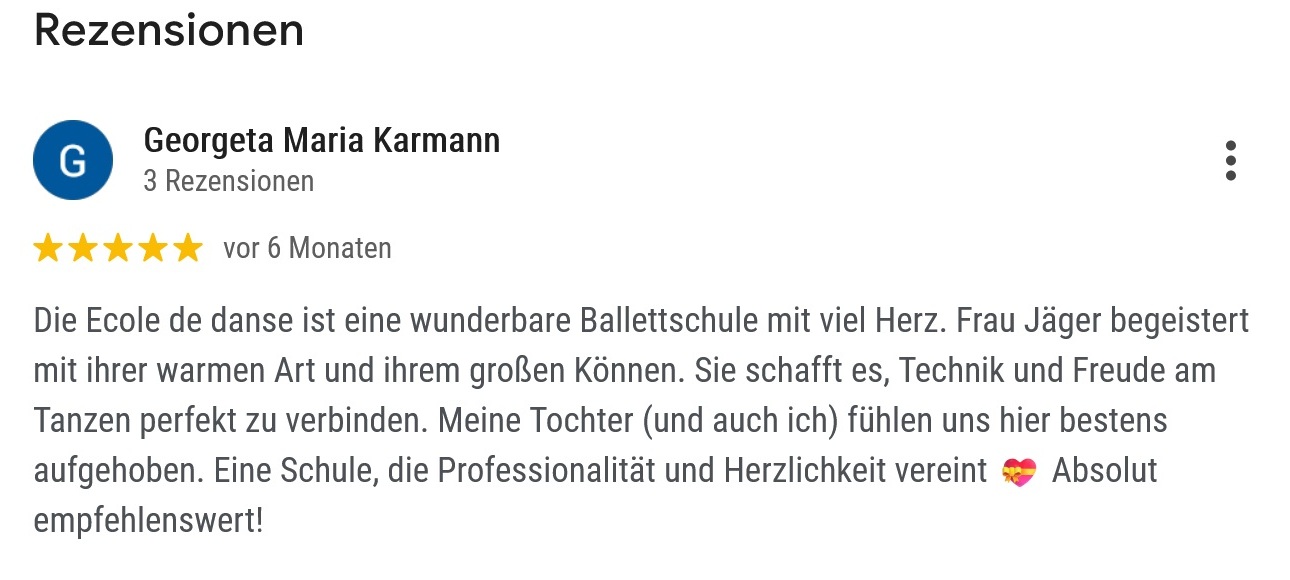 Google Rezension Ballettunterricht Neu-Anspach
